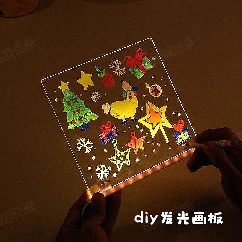 透明会发光的画板儿童涂鸦画画可擦LED荧光亚克力六一节礼物玩具详情3