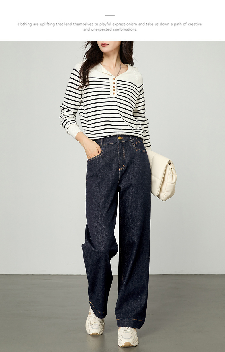 2025秋季新款窄版阔腿牛仔裤女宽松高腰小个子休闲复古直筒九分裤详情37