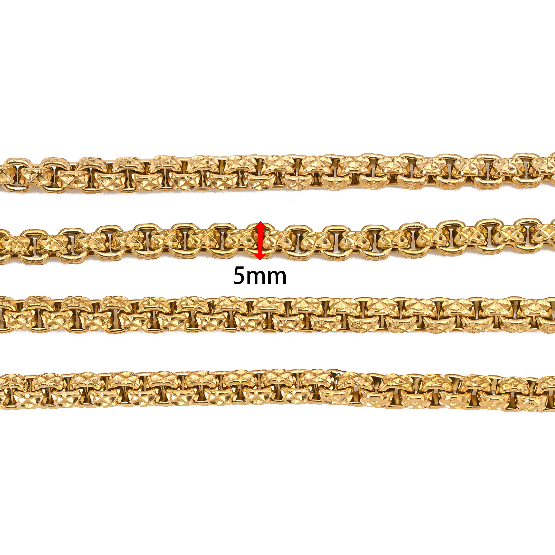 Cross-border high-end stainless steel chain square box with X-patterned decoration, DIY chain embossed box chain, cross-border exclusive supply pic 1