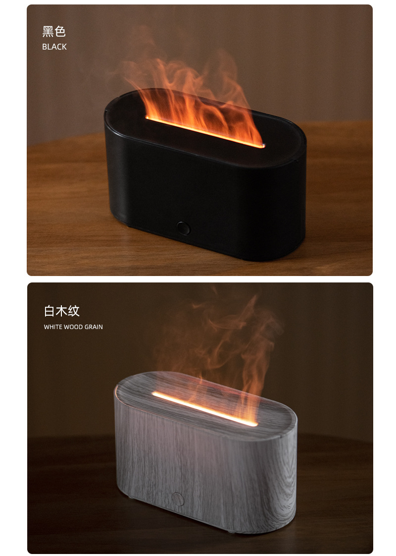 New product simulation flame humidifier, aroma diffuser, USB seven-color ambient light, thick fog volume, home and office aroma diffusion and water replenishment pic 12