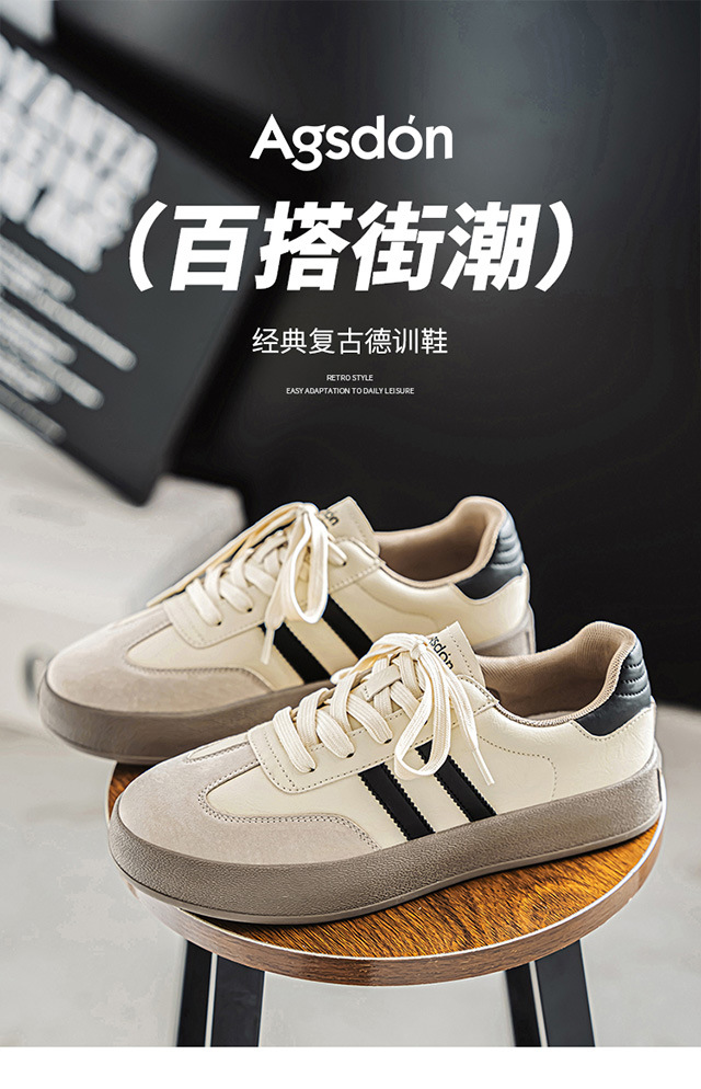 真皮德训鞋男2025新款复古男士休闲板鞋春夏透气厚底阿甘运动男鞋详情2