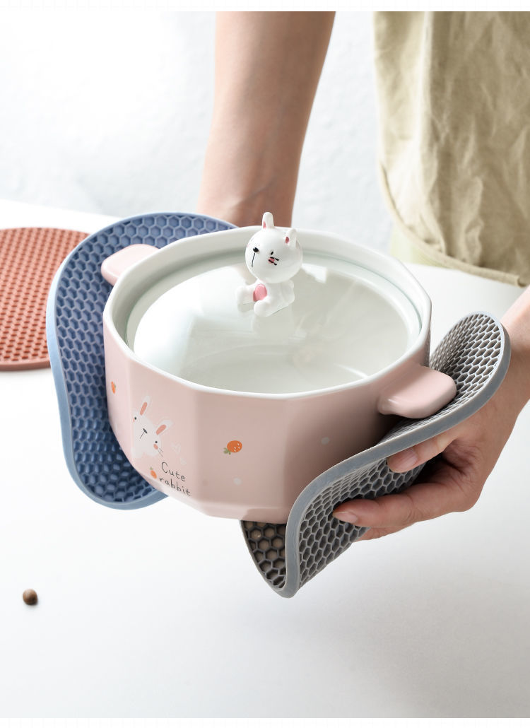 厂家直销跨境热销硅胶蜂窝隔热垫 硅胶餐垫圆形锅垫碗垫餐桌垫详情3