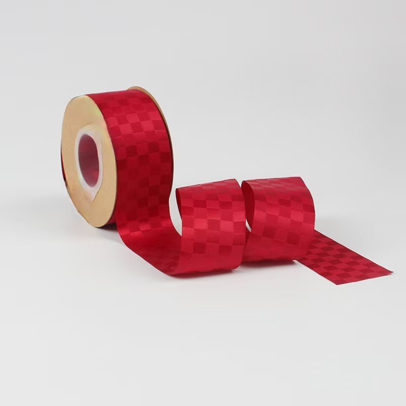 Poliéster checker tape venta directa de fábrica 50 yardas por rollo gran cantidad de descuento ropa tiara arco cinta pic 3