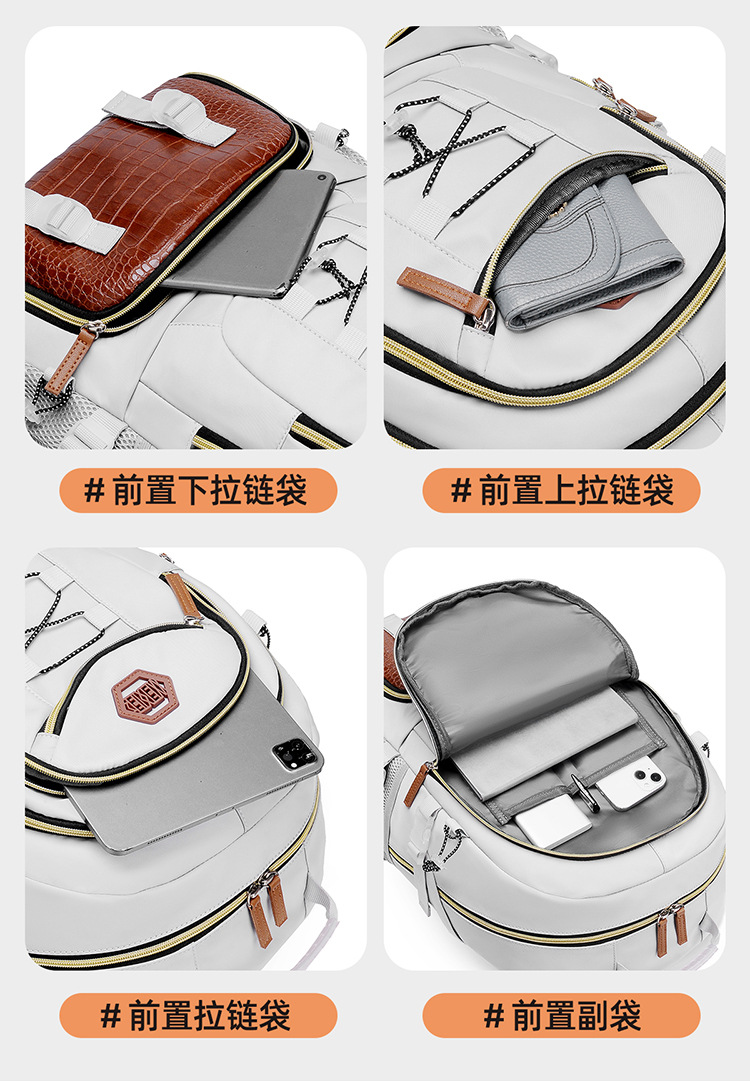 New high-appearance level casual backpack, large-capacity high-end travel bag, hiking bag, Oxford fabric backpack pic 7