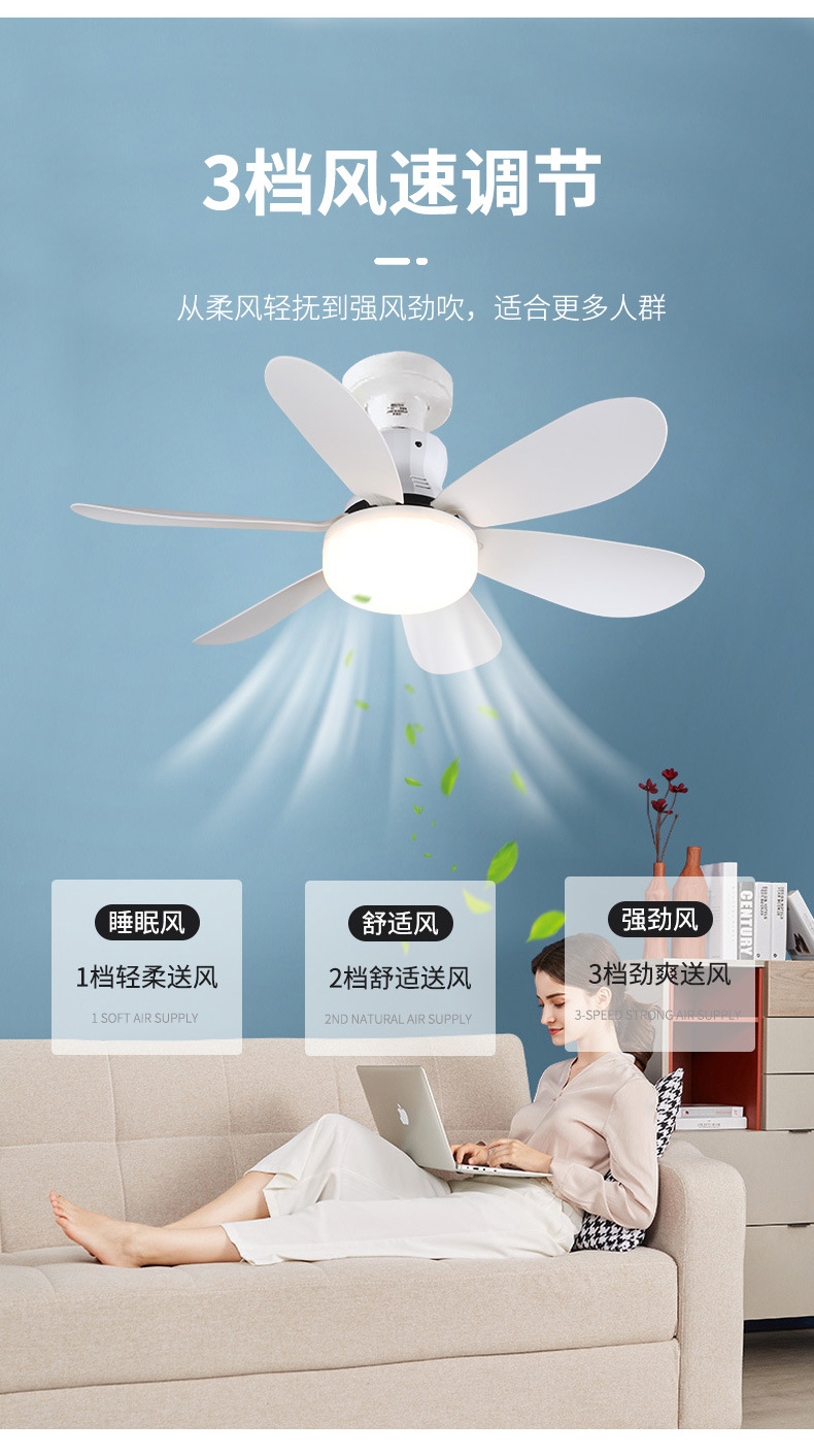 E27 screw-type new fan lamp for bedroom and kitchen led energy-saving home bedroom ceiling chandelier remote control integrated ceiling fan pic 5