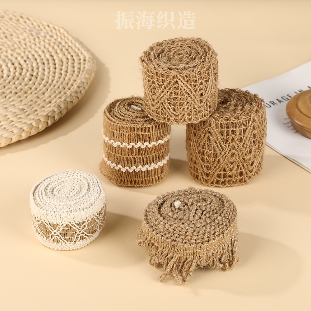 服装家纺服饰产业用花边织带工艺礼品服饰辅料用黄麻鱼丝麻织带详情2