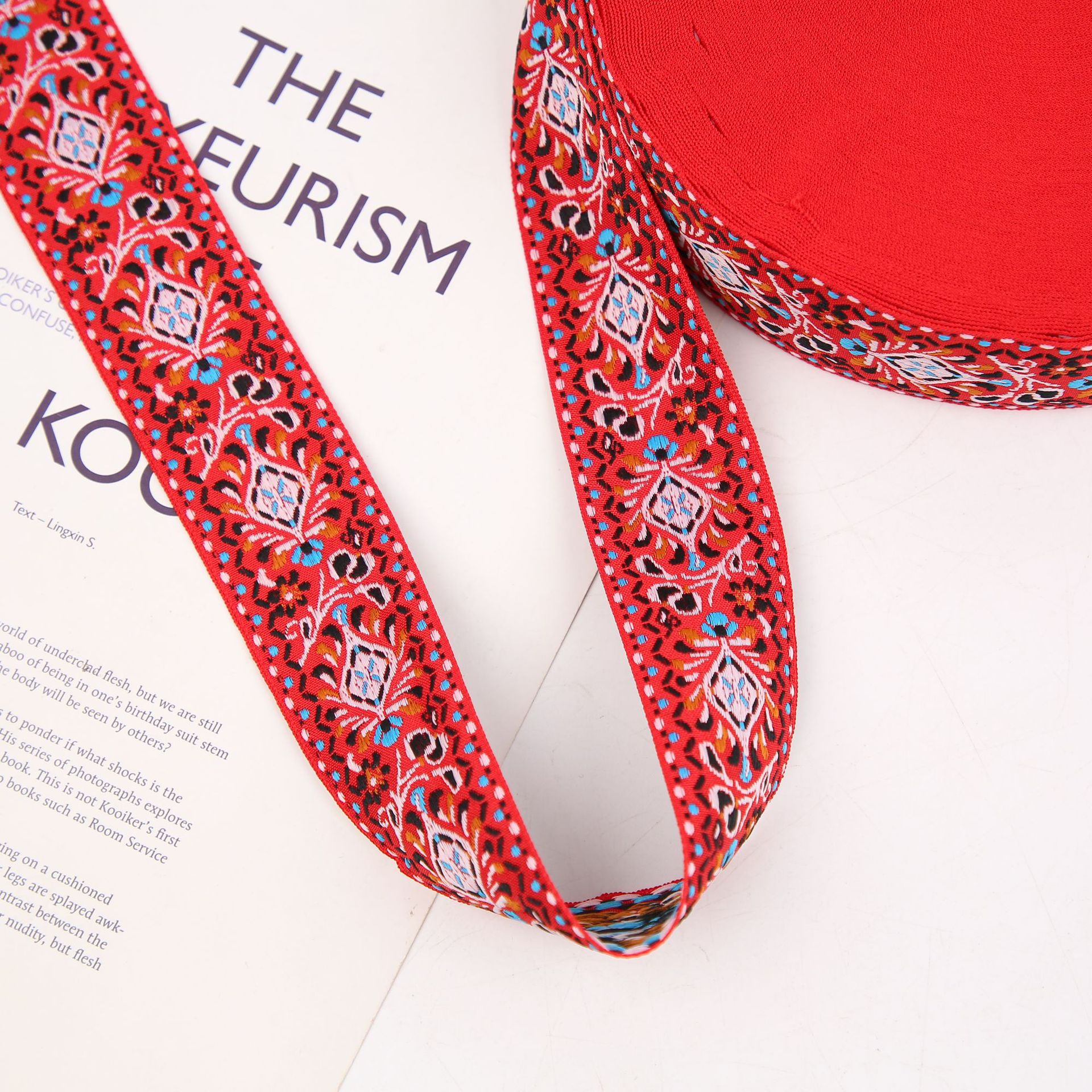 Wholesale of 4.0cm retro ethnic style totem pattern jacquard webbing lace ethnic clothing webbing accessories in stock pic 12