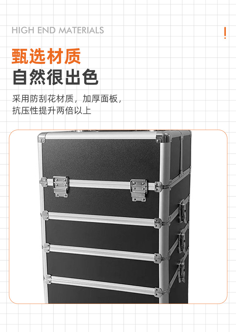 Wholesale of large-capacity multi-layer handle cosmetic cases, cosmetic cases, nail cases, aluminum alloy storage, cross-border cosmetic cases pic 10