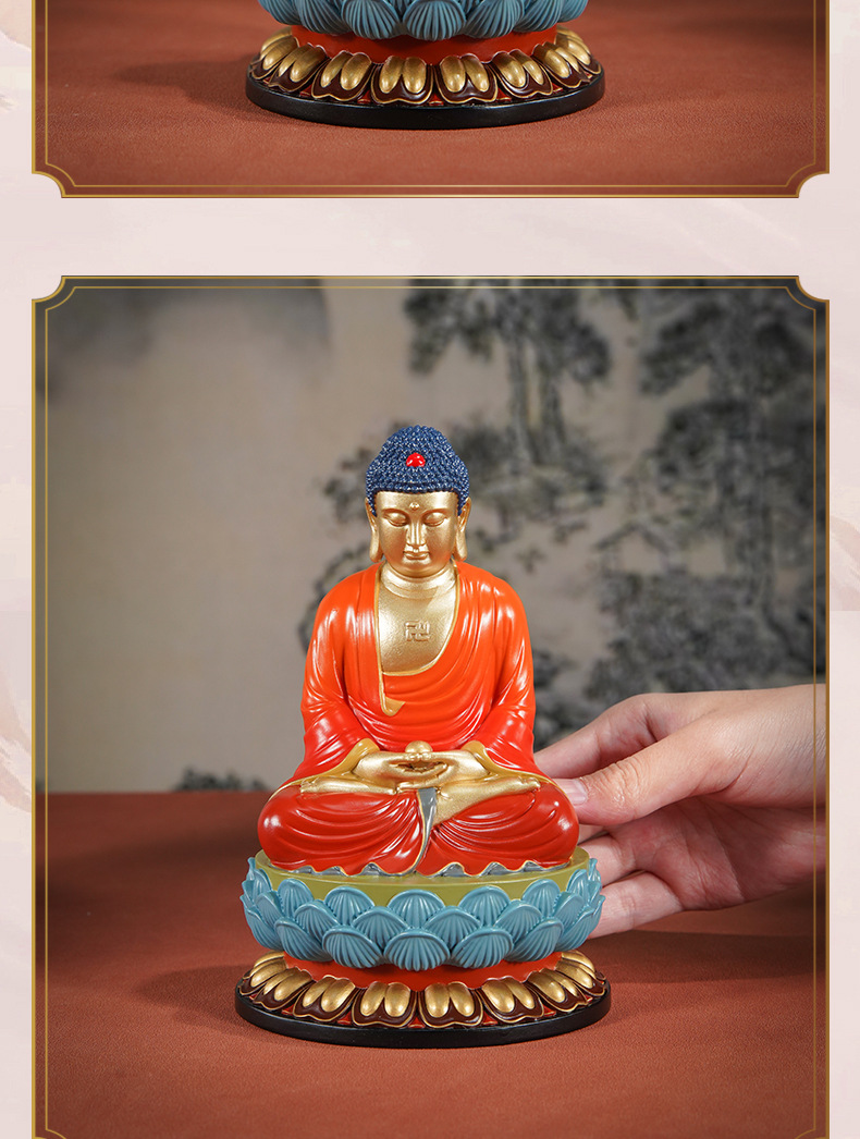厂家直销铜摆件《娑婆三圣之释迦牟尼》桌面客厅家居装饰家用供奉详情8