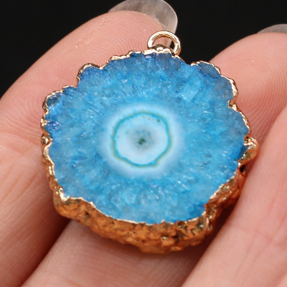 跨境天然不规则圆形玛瑙吊坠DIY饰品配件手工耳环项链制作批发详情40