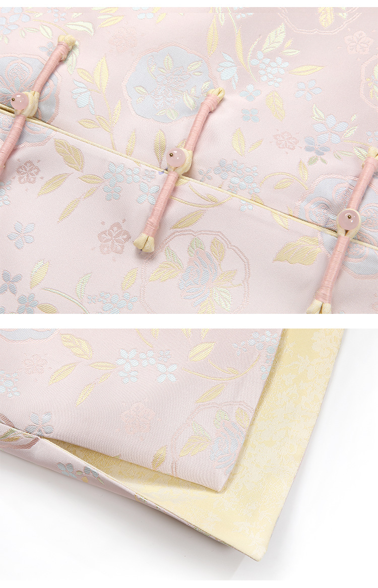 宋锦双面穿秋冬款女装重磅提花立领中式国风百搭毛呢外套宋韵盘扣女士古代服装详情11