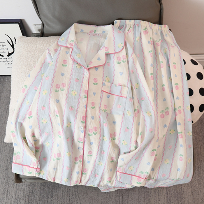 Spring new Cloud cotton Korean InS-style long-sleeved pajamas for girls, sweet and cartoonish, cute student home wear set pic 41