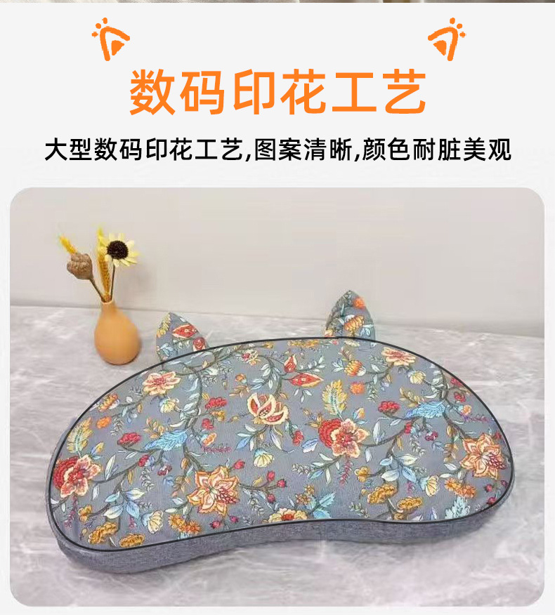 猫耳朵荞麦枕抖快同款荞麦壳艾草枕学生午休老粗布纯棉单人护颈枕详情7
