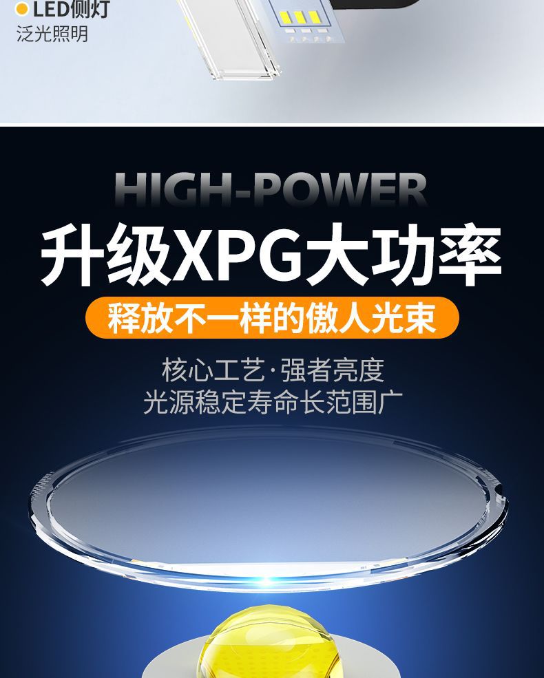 探照灯手提式手电筒强光超亮远射可充电户外家用便携式大功率矿灯详情5