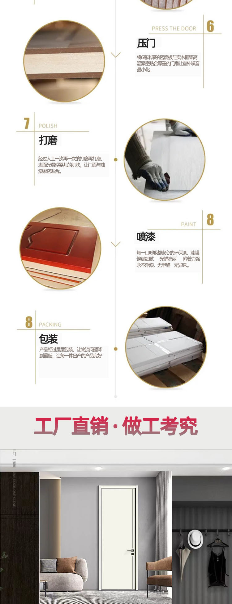 Ultra-narrow room wooden door, bedroom silent door, high-end lacquered modern simple wooden door pic 2
