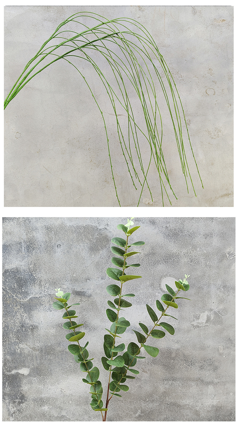 森系莫奈花园仿真花婚庆用花芦荟草蓬莱松尤加利绿叶批发办公文化园艺装饰详情8