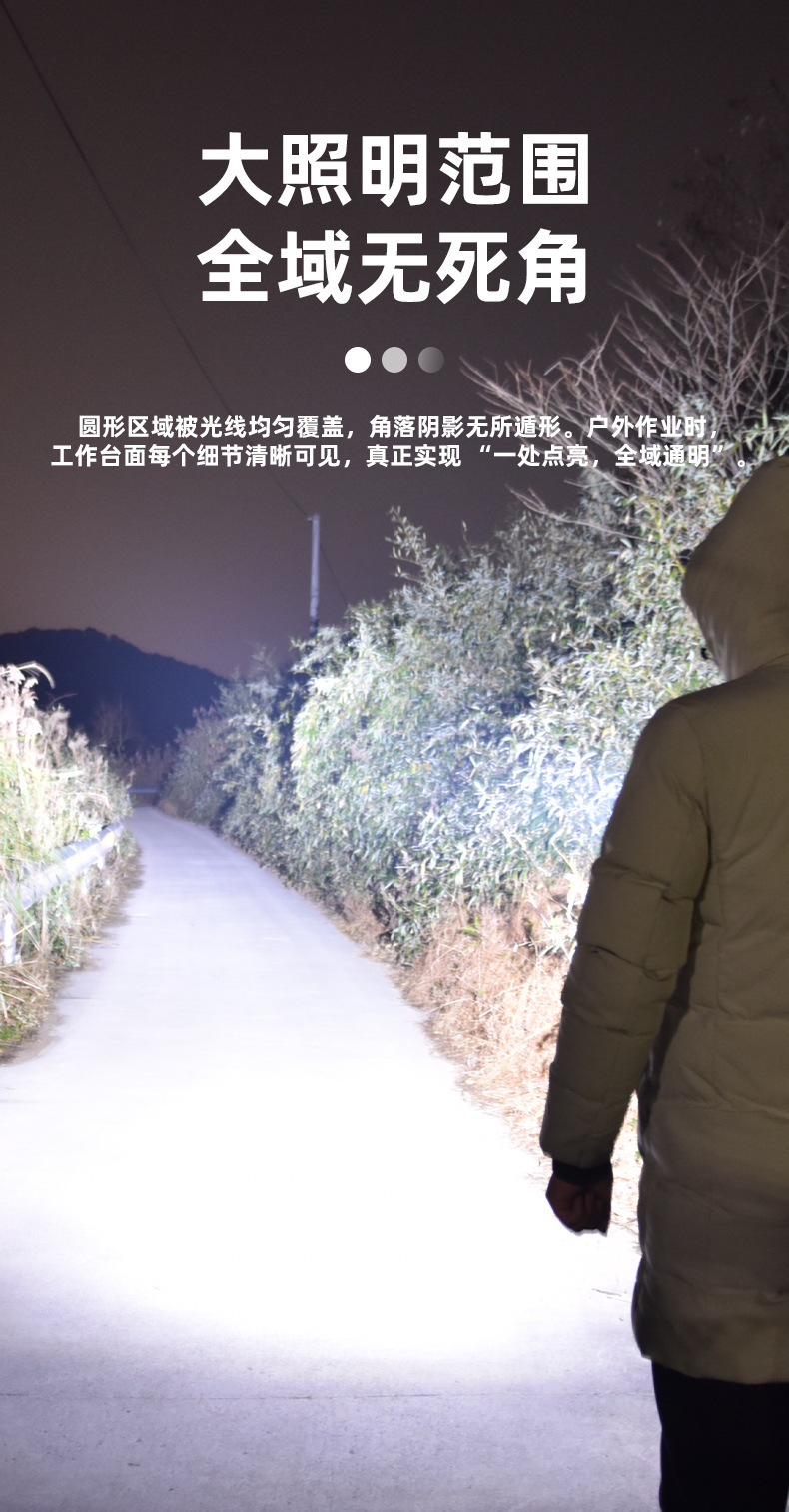 Cross-border bestseller multi-source high-intensity flashlight with magnet, inspection warning, camping lighting, daily necessities, handheld multi-functional lamp pic 12