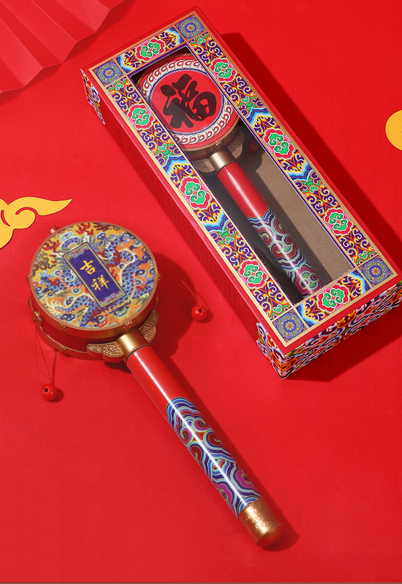 拨浪鼓国潮早教孩子玩具复古儿童手摇鼓摇摇鼓旅游纪念品小礼物详情2