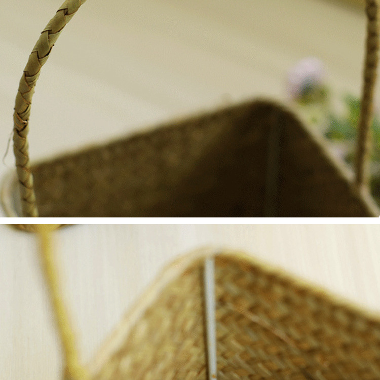 日式野餐篮藤海草编织插花篮婚礼喜糖装伴手礼杨梅手提篮子收纳筐详情13