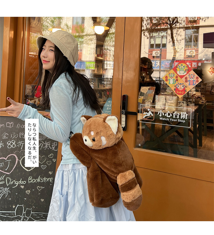 Little Panda Papa Bag Plush toy crossbody Bag 2024 New style personalized backpack for Girls, Cute and soft backpack pic 5