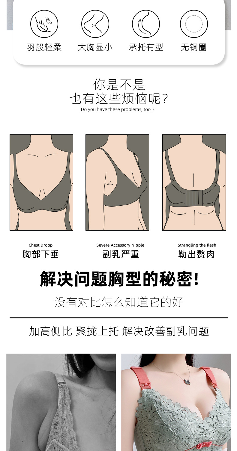 哺乳内衣聚拢防下垂收副乳产后孕期喂奶专用大胸显小文胸罩怀孕详情5