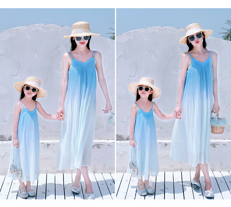 Bestseller 2025 New Summer seaside style Sanya vacation Halter dress for family of three pic 13