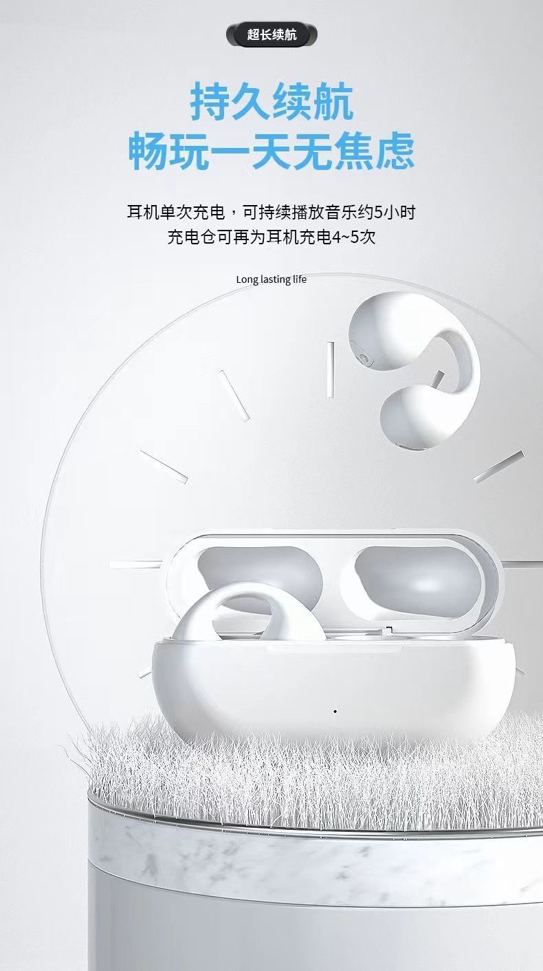 PRO102 ear-clip wireless Bluetooth Headphones feature long battery life for calls and sports, aemai high-quality sound, and comfortable silicone pic 5