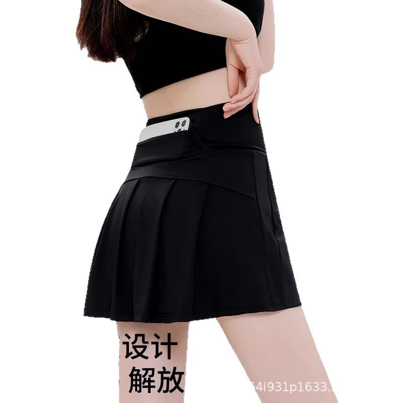 瑜伽短裙裤女夏季健身运动速干半身裙透气防走光后口袋网球百褶裙详情25