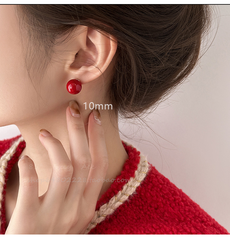 Shi Family Cherry Blossom Pink steamed bun Pearl Earrings for women, pure silver, high-end and simple earrings, mid-to-high-end wholesale accessories in Yiwu pic 17