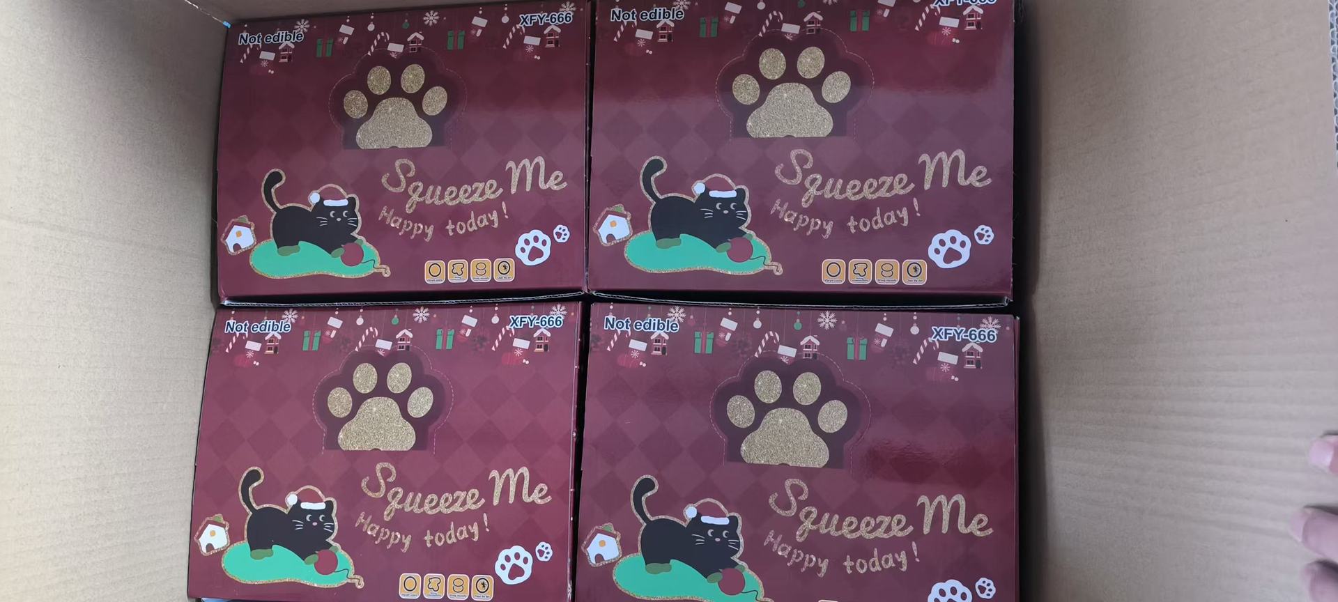 直销TPR软胶毛绒实心小猫捏捏乐黑猫白猫萌宠大团子卡通减压玩具详情17