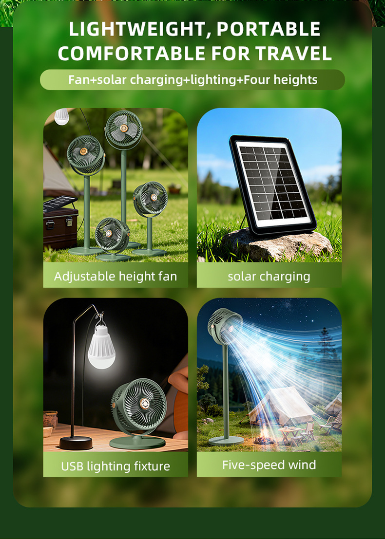 新款家用露营可伸缩落地扇USB桌面大风力循环扇办公室台式立式电详情4