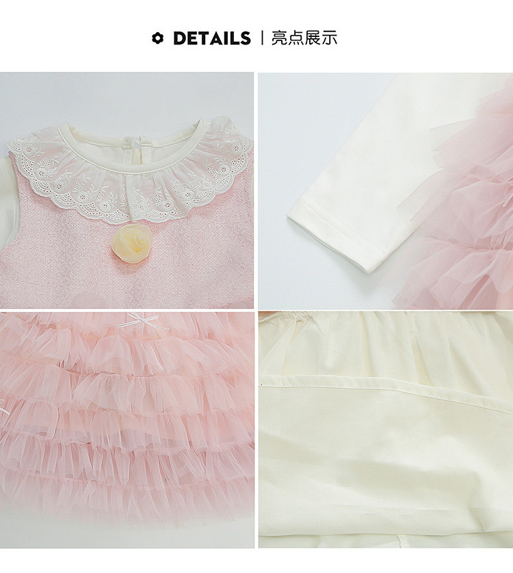 女童连衣裙套装2025春装新款女孩网纱裙周岁礼服儿童蛋糕裙两件套详情3