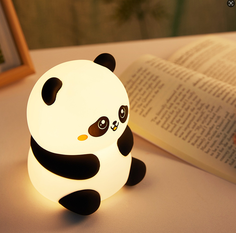 跨境创意可爱熊猫硅胶小夜灯拍拍灯Panda nightlight婴儿喂奶灯详情9