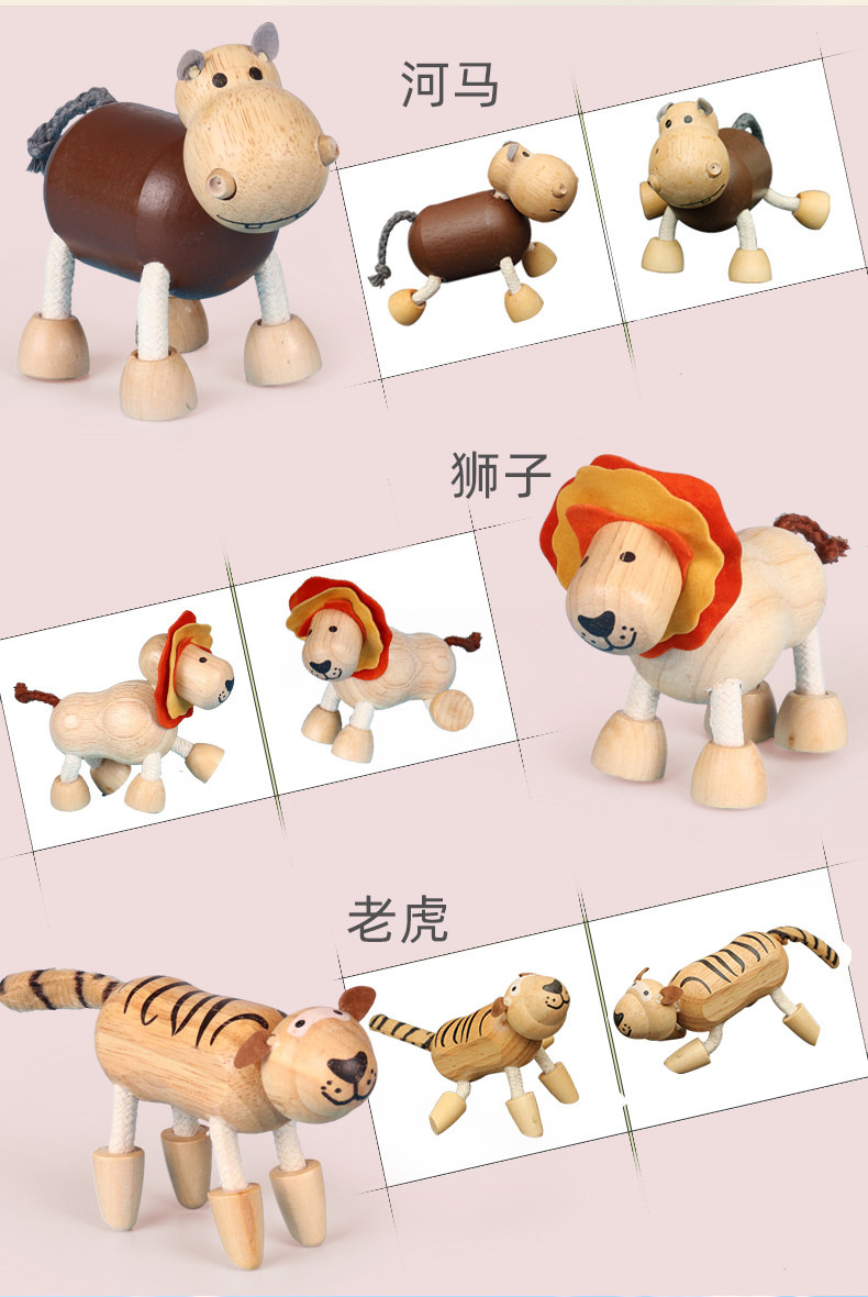 Wooden zoo jungle wild dolls, kindergarten students, natural farm cognitive simulation toys, decorative ornaments pic 8