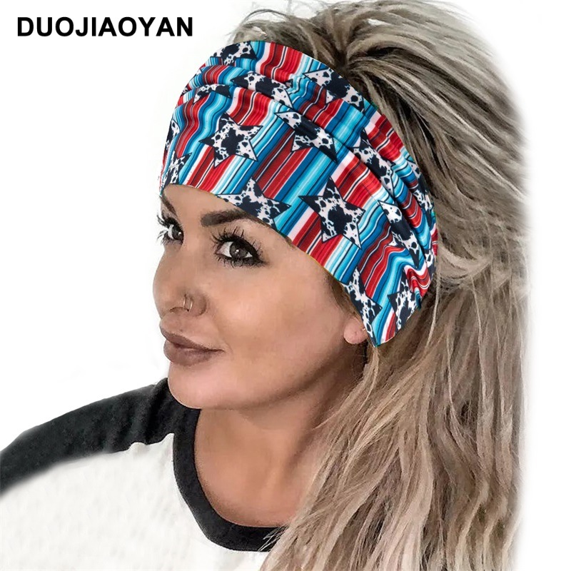 Wholesale of a variety of charming new sporty hair bands, edge knotted hair ties, colorful striped star headscarves, headbands and hair accessories pic 12