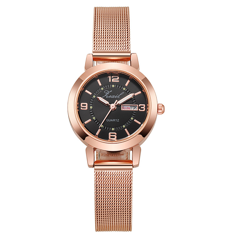 网红直播女士手表跨境爆款韩版简约防水夜光双日历非机械手表现货详情16