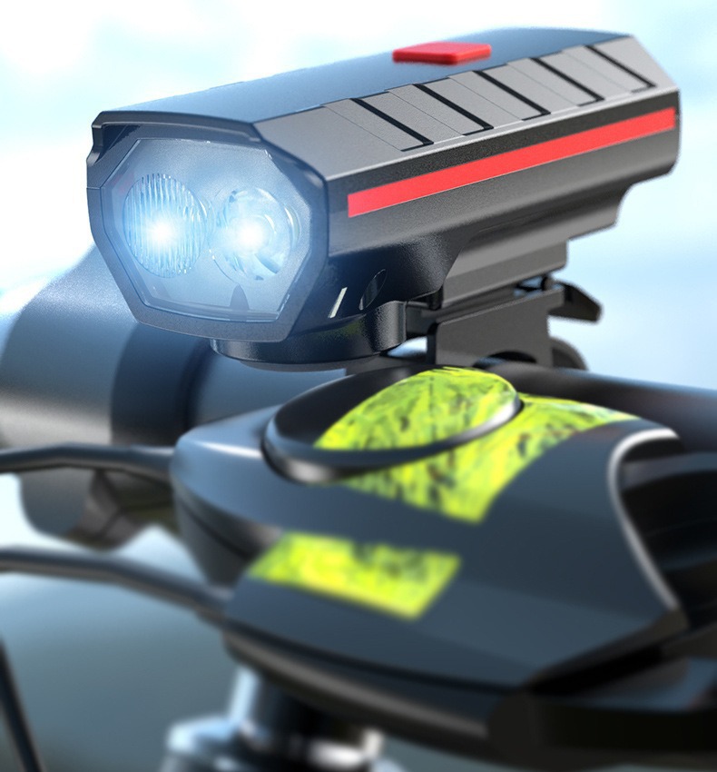 Bicycle light strip high-decibel horn, high and low beam high-brightness, solar-powered charging plastic outdoor cycling dual light horn pic 9