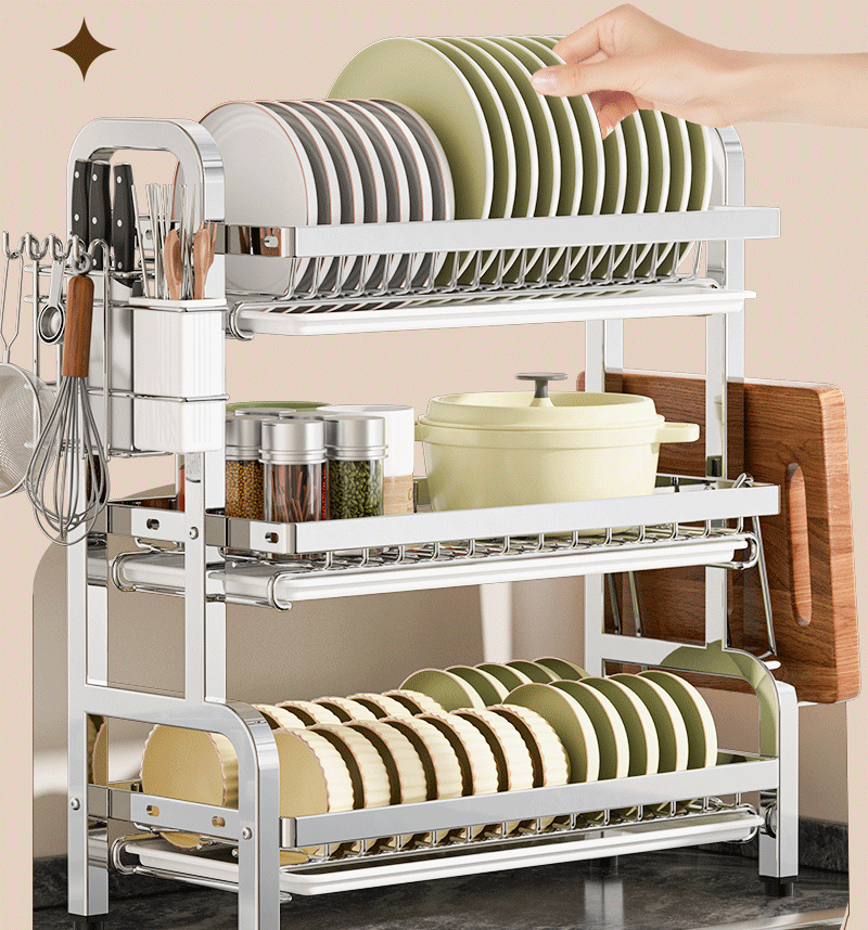 Wow, the multi-functional kitchen storage rack for draining dishes, the draining bowl rack, the storage rack for chopsticks and bowls, the knife rack, and the bowl cabinet storage pic 8