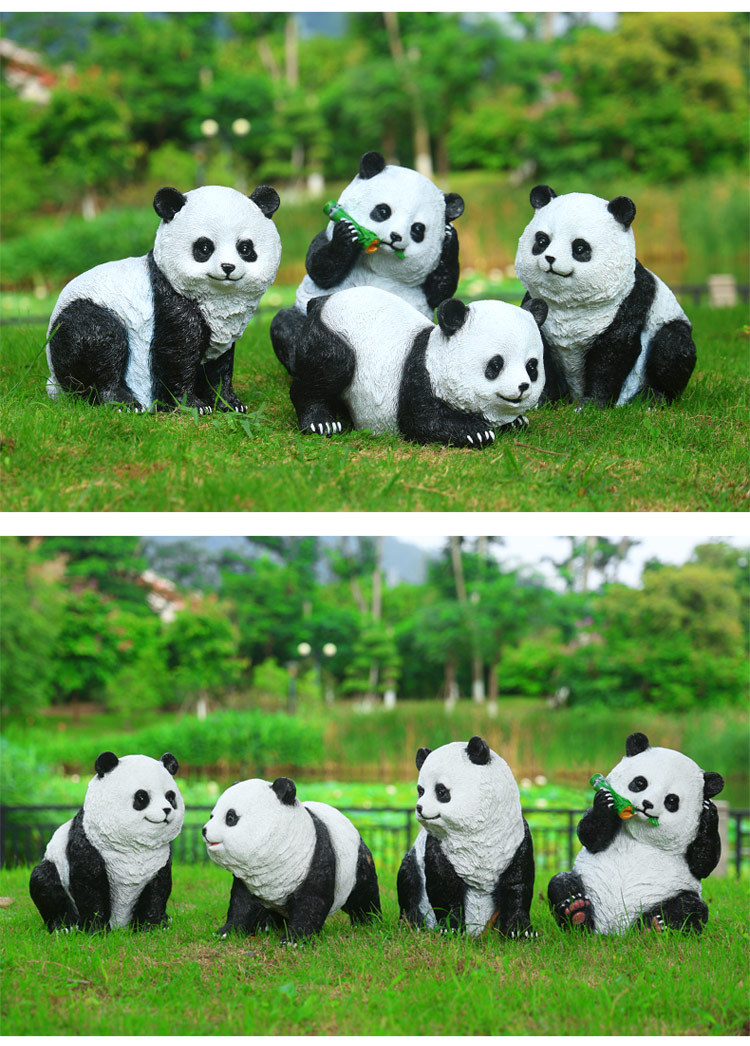 Factory direct sales of resin simulation panda ornaments for courtyard and garden decoration, outdoor animal lawns, and garden landscape sculptures pic 10