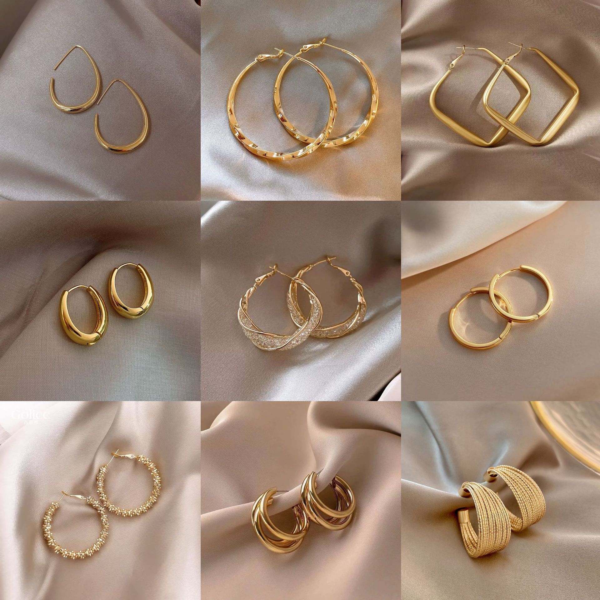 Retro geometric metal earrings for women, 2024 new trendy stud earrings, with a niche feel and a simple golden style pic 1