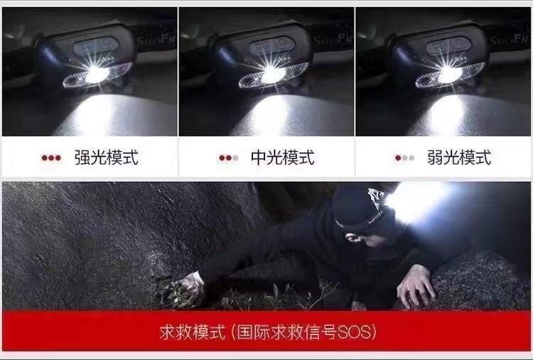 Rechargeable sensor headlamp, ultra-long battery life, intelligent LED night fishing, portable strong light night running headlamp, outdoor pic 9