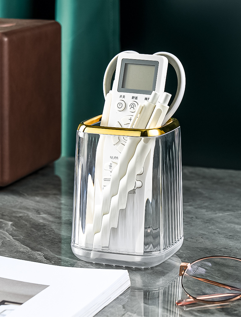 轻奢笔筒办公室桌面收纳盒高级感男孩儿童书房梳子化妆刷桶中国风详情13