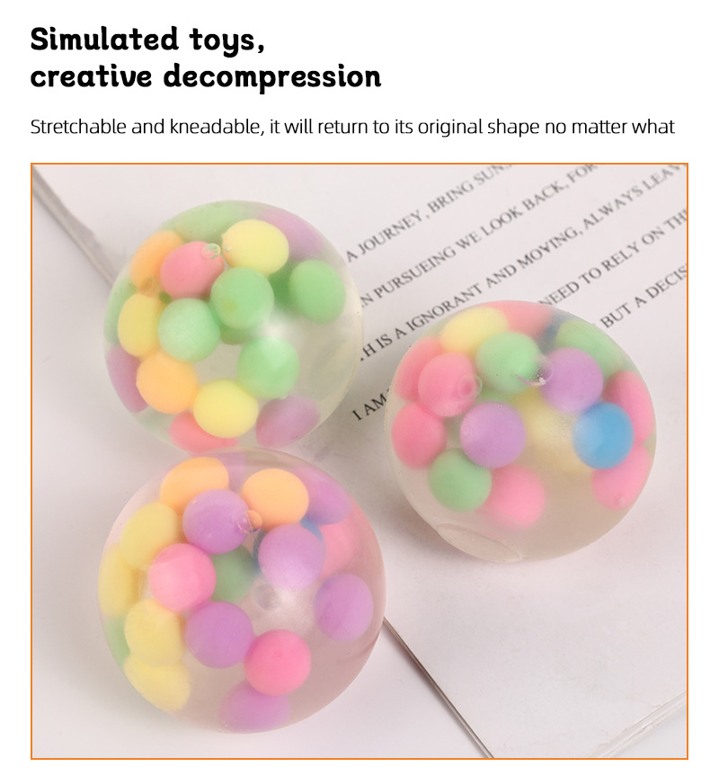 新款七彩珠创意捏捏乐缓解压力塑胶解压玩具出气发泄手捏小葡萄球详情6