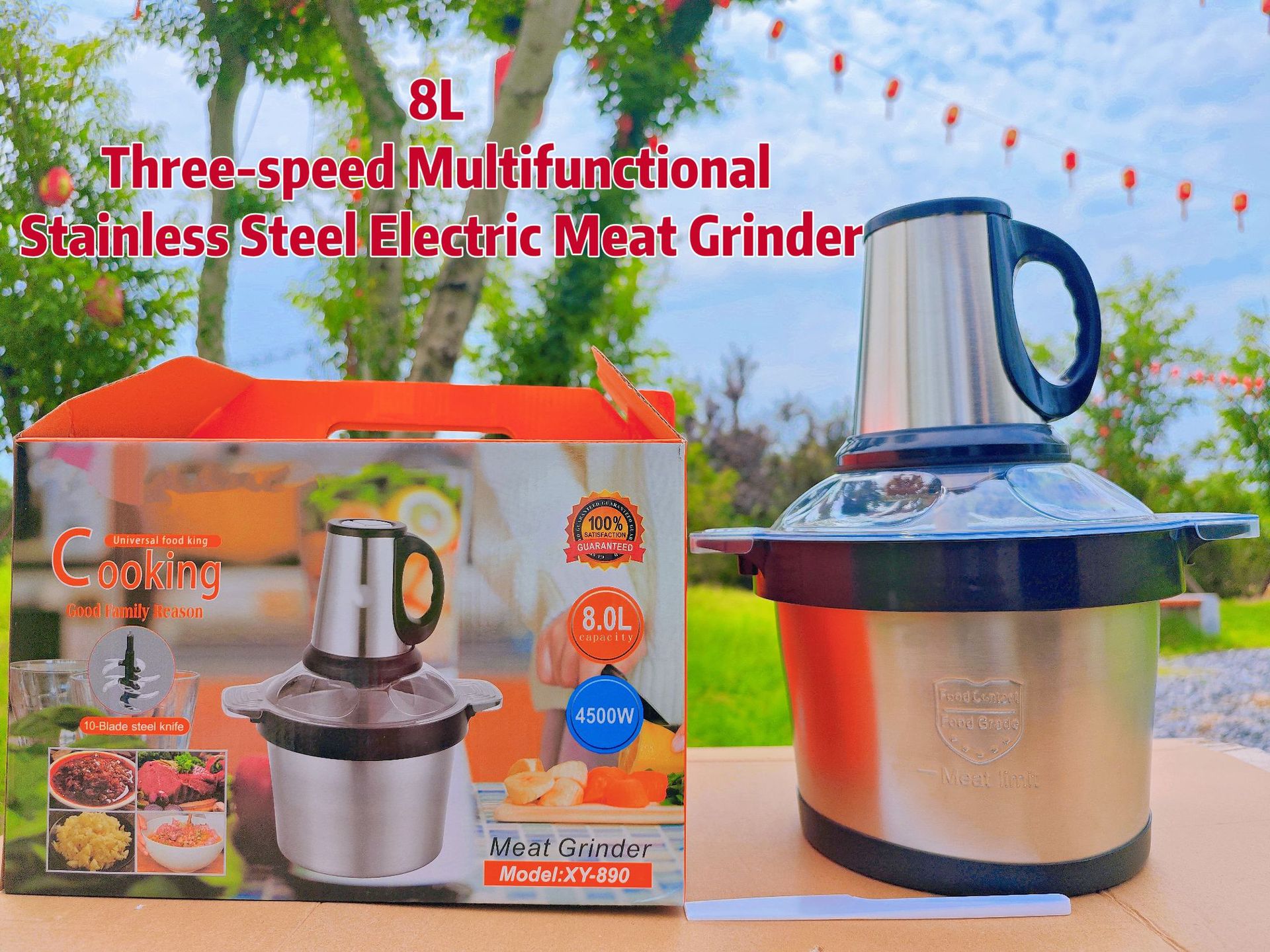 Cross-border meat grinder, multi-functional stainless steel cup, blender, household food processor, complementary food machine, large-capacity meat grinder, meat cutter, meat grinder, vegetable meat grinder pic 10