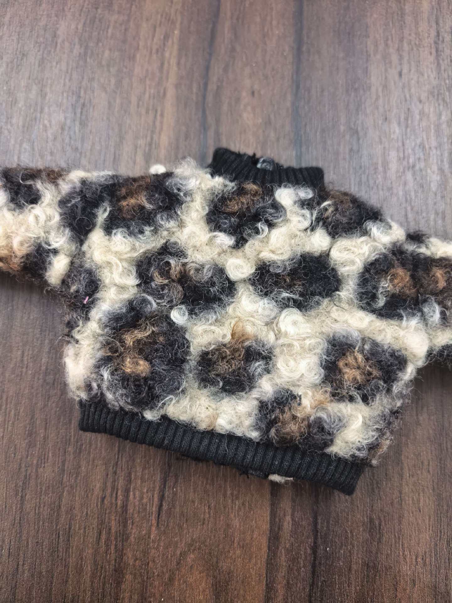 仅娃衣嘎子姐蓬松羊羔毛外套豹纹卷毛大衣百搭秋冬衣服换装详情5