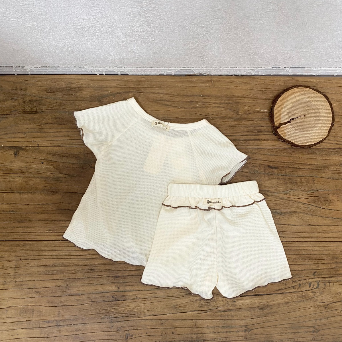 New summer baby Waffle wavy fringed short-sleeved T-shirt + shorts two-piece set for girls pic 26