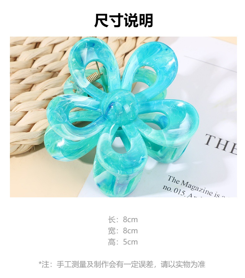 2025年夏季新款多巴胺大理石纹发夹饰品抓夹紫荆花高级感鲨鱼夹详情7