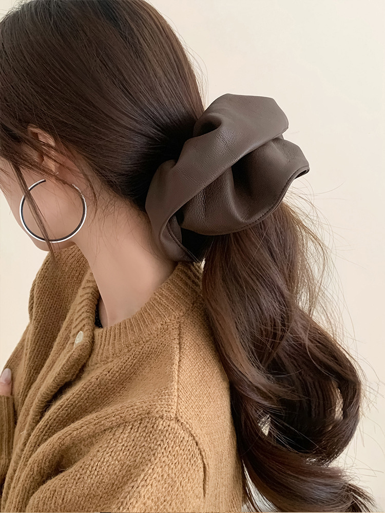 秋冬复古豹纹褶皱花朵大肠发圈美拉德风发绳欧美时尚高级感发饰女详情11