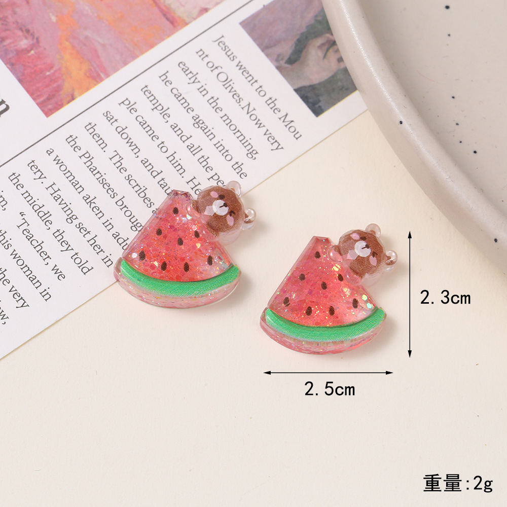 Cartoon animal fruit epoxy resin AB glue accessories, luminous translucent sequins, diy cream glue phone cases, strawberry phone accessories pic 10