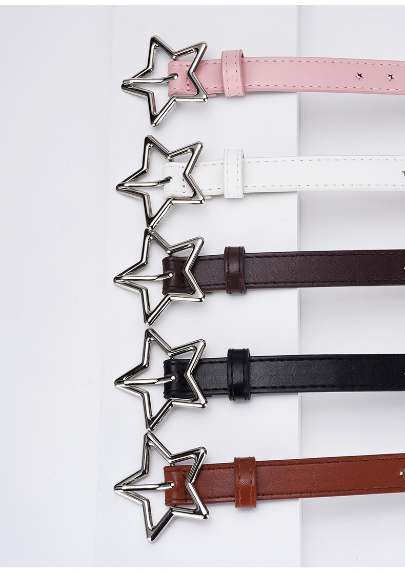 儿童款五角星合金扣女士腰带简约百搭星星全孔连衣裙牛仔裤皮带女详情11